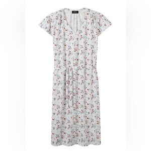 A.P.C. Paris Floral Print White 100% cotton oversized summer short sleeve dress